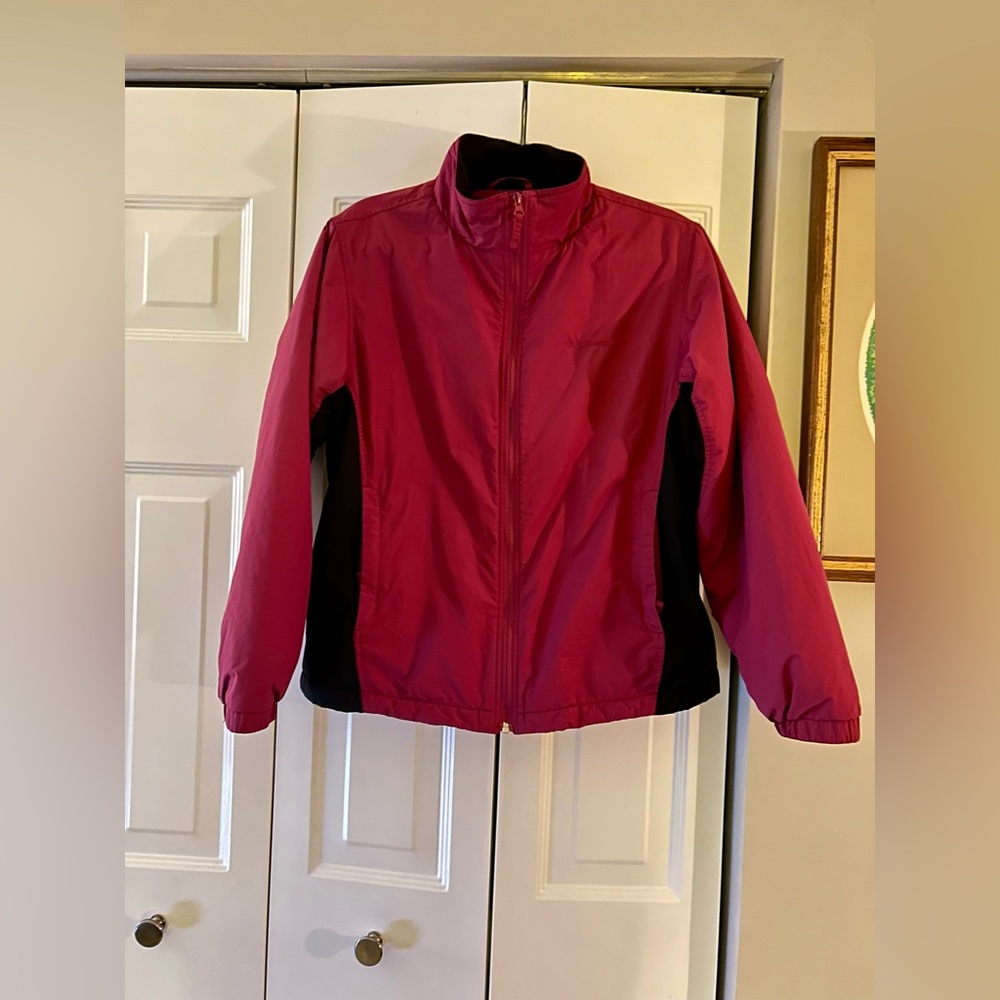L.L.Bean Women’s Warm & Comfy Fleece-Lined Dark Pink & Black Winter Coat